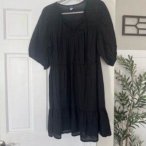 Old Navy Black Eyelet Midi Dress